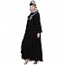 Designer frilled abaya- Black-Grey